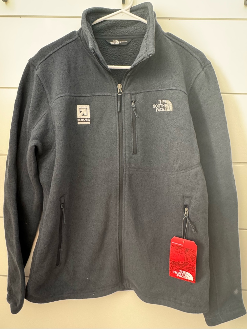 The North Face Men's Full-Zip Fleece Jacket w/Davis Construction Logo - Navy